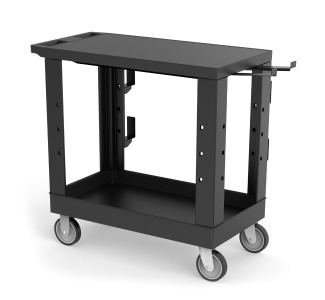 32" x 18" Heavy-Duty Industrial Cart - One Flat Shelf  One Tub Shelf with Ladder Holder  Storage Hooks  and Spool Holder