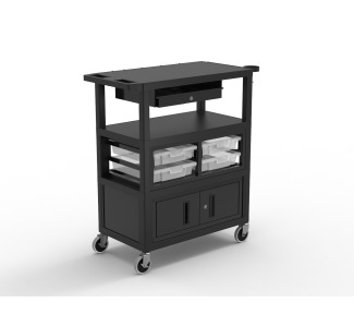 32" x 18" Deluxe Teacher Cart with Locking Cabinet  Storage Bins  Keyboard Tray  Pocket Chart Hooks  and Cup Holder