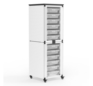 Modular Classroom Storage Cabinet - 2 stacked modules with 12 small bins 