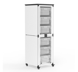 Modular Classroom Storage Cabinet - 2 stacked modules with 6 large bins