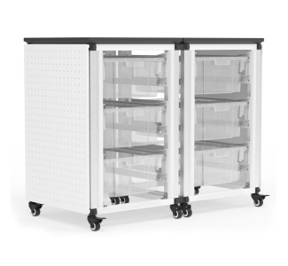 Modular Classroom Storage Cabinet - 2 side-by-side modules with 6 large bins