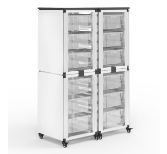 Modular Classroom Storage Cabinet - 4 stacked modules with 12 large bins