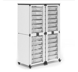 Modular Classroom Storage Cabinet - 4 stacked modules with 24 small bins