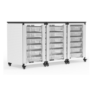 Modular Classroom Storage Cabinet - 3 side-by-side modules with 18 small bins