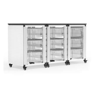 Modular Classroom Storage Cabinet - 3 side-by-side modules with 9 large bins