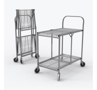 Two-Shelf Collapsible Wire Utility Cart
