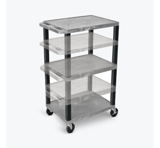 Multi-Height AV Cart - 3 Shelves - Black Legs