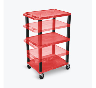 Multi-Height AV Cart - 3 Shelves - Black Legs