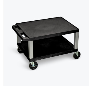 16"H AV Cart - 2 Shelf  Electric - Nickel Leg