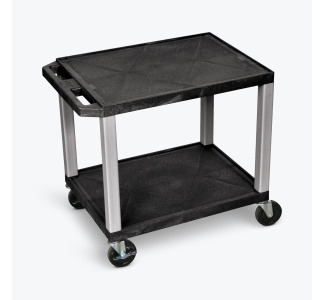 26"H AV Cart - Two Shelves - Nickel Legs