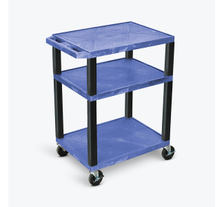 34"H AV Cart - Three Shelves - Black Legs