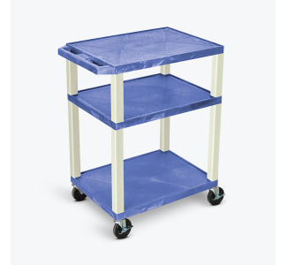 34"H AV Cart - 3 Shelf  Electric - Putty Leg