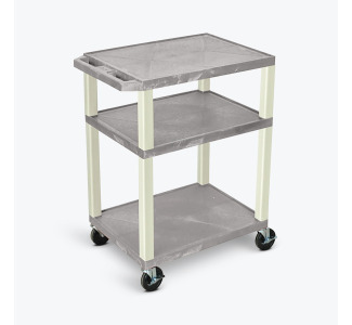 34"H AV Cart - Three Shelves - Putty Legs