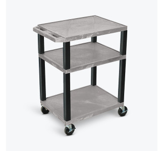 34"H AV Cart - Three Shelves - Black Legs