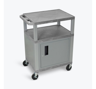 34"H AV Cart - 3 Shelf  Cab  Electric - Nckl