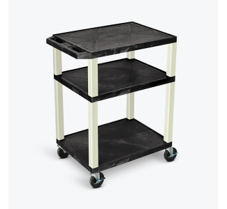 34"H AV Cart - Three Shelves - Putty Legs