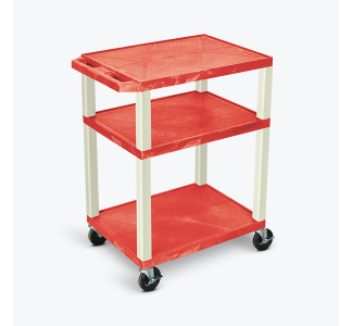 34"H AV Cart - Three Shelves - Putty Legs