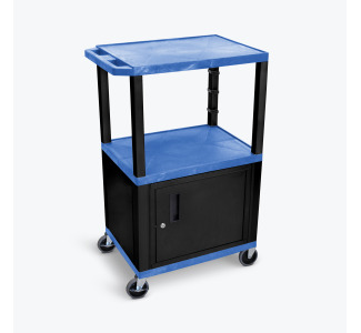 42"H AV Cart - 3 Shelves  Cab - Black Legs