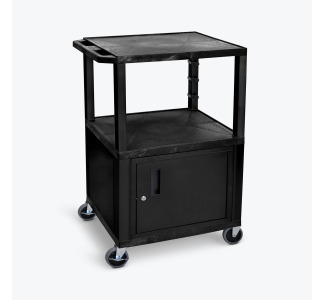 42"H AV Cart - 3 Shelves  Cabinet - Black Legs