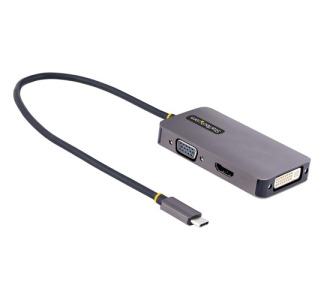 StarTech.com USB C Video Adapter, USB C to HDMI DVI VGA Adapter, 4K 60Hz, Aluminum, Video Display Adapter, USB Type C Travel Adapter