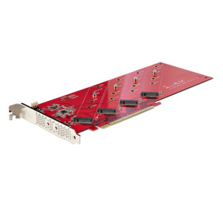 StarTech.com Quad M.2 PCIe Adapter Card, x16 Quad NVMe or AHCI M.2 SSD to PCI Express 4.0, Up to 7.8GBps/Drive, For 2242/2260/2280/22110mm PCIe M-Key M2 SSDs, Bifurcation Required - PC/Linux Compatible