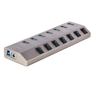 StarTech.com 7-Port Self-Powered USB-C Hub with Individual On/Off Switch, Desktop/Laptop USB-C to USB-A Hub, USB Type C Hub w/Power Supply