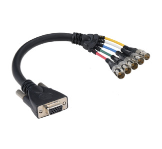 1' Male VGA to Female 5-BNC Premium Molded Video Cable