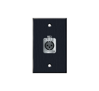 Single-gang 3-pin XLR Female Solder Back Plate, Black Anodized