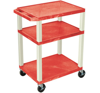 Luxor 34 Inch Tuffy Cart with Red Shelves - WT34RE
