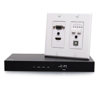 HDMI® HDBaseT + VGA, 3.5mm, and USB-B to A over Cat Extender Wall Plate Transmitter to Box Receiver - 4K 60Hz