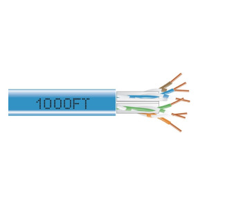 CAT6A 650-MHz Solid Ethernet Bulk Cable - Unshielded (UTP), CMP Plenum, Blue, 1000-ft. (304.8-m) Spool