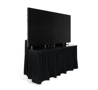 2 piece Drapery Kit for 2 ELU-50RX2 RotoLift Dual Cases creating a 2x2 display.