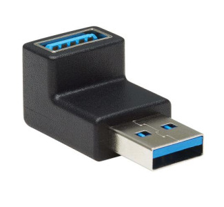 USB 3.0 SuperSpeed Adapter - USB-A to USB-A, M/F, Down Angle, Black