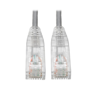 Cat6 UTP Patch Cable (RJ45) - M/M, Gigabit, Snagless, Molded, Slim, Gray, 1 ft.