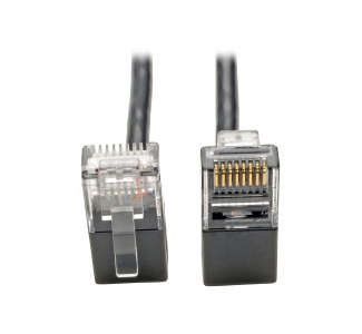 Right-Angle Cat6 UTP Patch Cable (RJ45) - 2 ft., M/M, Gigabit, Snagless, Molded, Slim, Black
