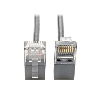 Right-Angle Cat6 UTP Patch Cable (RJ45) - 2 ft., M/M, Gigabit, Snagless, Molded, Slim, Gray