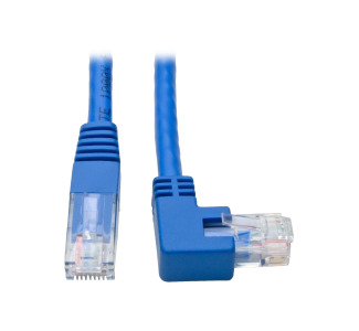 Right-Angle Cat6 UTP Patch Cable (RJ45) - 1 ft., M/M, Gigabit, Molded, Blue