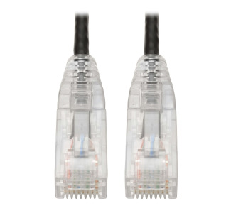 Cat6 UTP Patch Cable (RJ45) - M/M, Gigabit, Snagless, Molded, Slim, Black, 8 in.