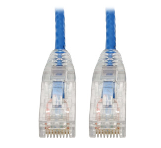 Cat6 UTP Patch Cable (RJ45) - M/M, Gigabit, Snagless, Molded, Slim, Blue, 8 in.