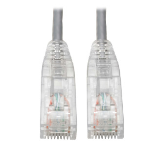 Cat6 UTP Patch Cable (RJ45) - M/M, Gigabit, Snagless, Molded, Slim, Gray, 8 in.