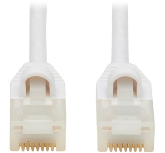 Cat6a 10G-Certified Snagless Antibacterial Slim UTP Ethernet Cable (RJ45 M/M), White, 7ft