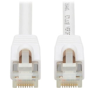 Cat6a 10G Certified Snagless Antibacterial S/FTP Ethernet Cable (RJ45 M/M), PoE, White, 25ft