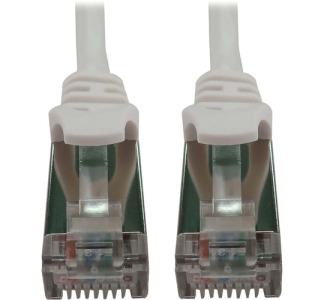 Cat6a 10G Snagless Shielded Slim STP Ethernet Cable (RJ45 M/M), PoE, White, 15 ft. (4.6 m)