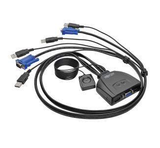 2-Port USB/VGA Cable KVM Switch with Cables and USB Peripheral Sharing