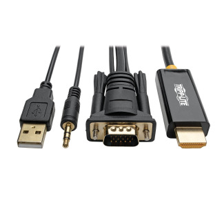 VGA + Audio to HDMI Adapter Cable with USB Power, 1920 x 1080 (1080p) @ 60 Hz (M/M), 6 ft.