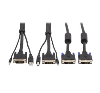 Dual DVI KVM Cable Kit - DVI, USB, 3.5 mm Audio (3xM/3xM) + DVI (M/M), 1080p, 10 ft., Black
