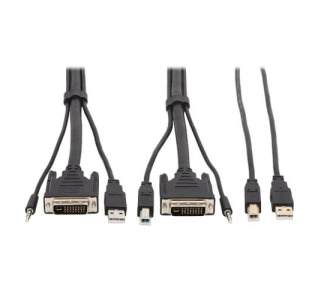 DVI KVM Cable Kit - DVI, USB, 3.5 mm Audio (3xM/3xM) + USB (M/M), 1080p, 6 ft., Black