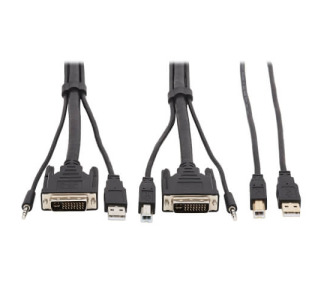 DVI KVM Cable Kit - DVI, USB, 3.5 mm Audio (3xM/3xM) + USB (M/M), 1080p, 10 ft., Black