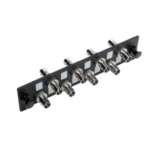 High-Density Fiber Adapter Panel (MMF/SMF), 8 ST Simplex Connectors, Black