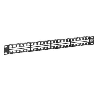 48-Port 1U Rack-Mount Unshielded Blank Keystone/Multimedia Patch Panel, RJ45 Ethernet, USB, HDMI, Cat5e/6